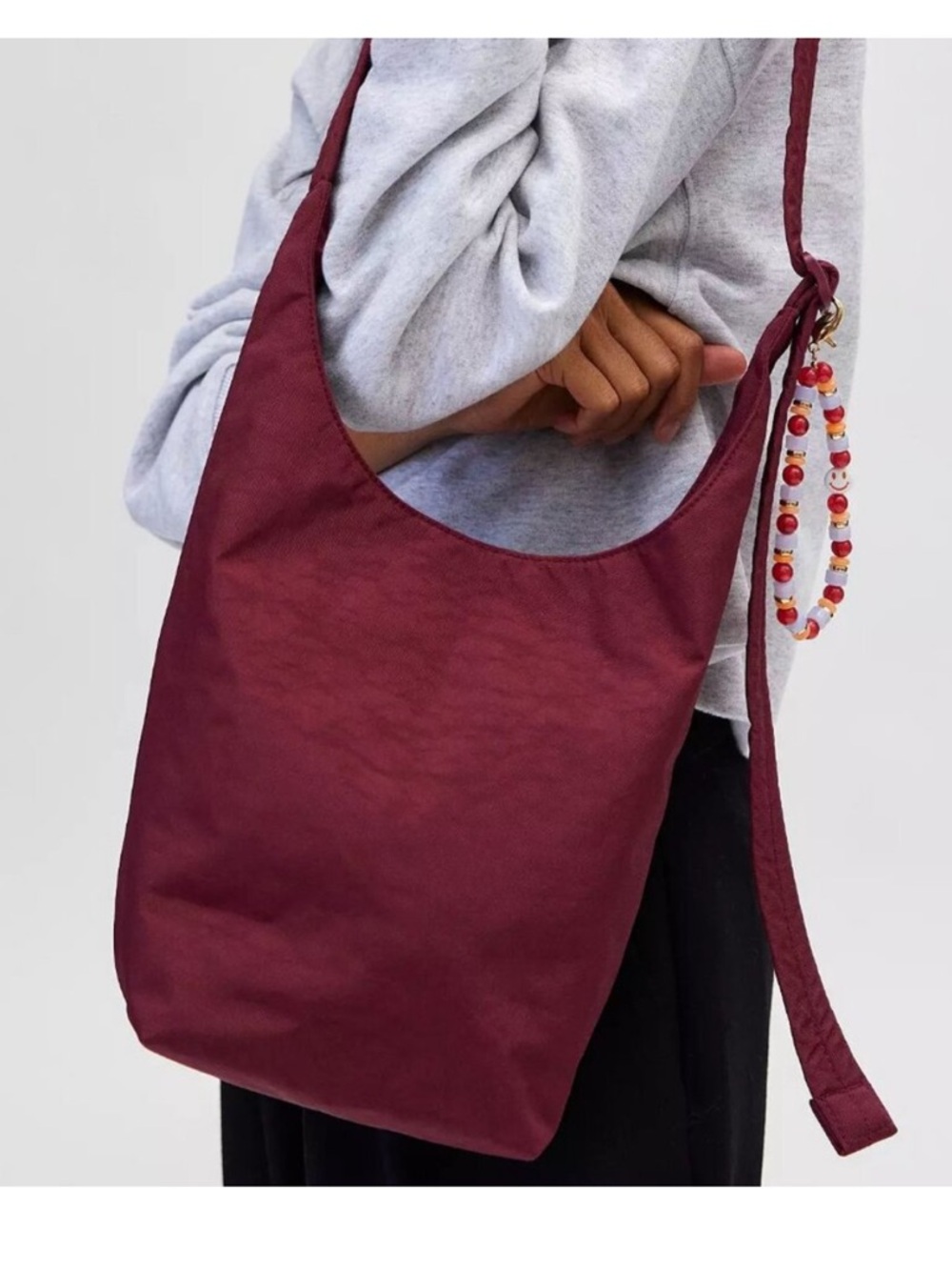 BAGGU Small Nylon Sling Bag in Oxblood